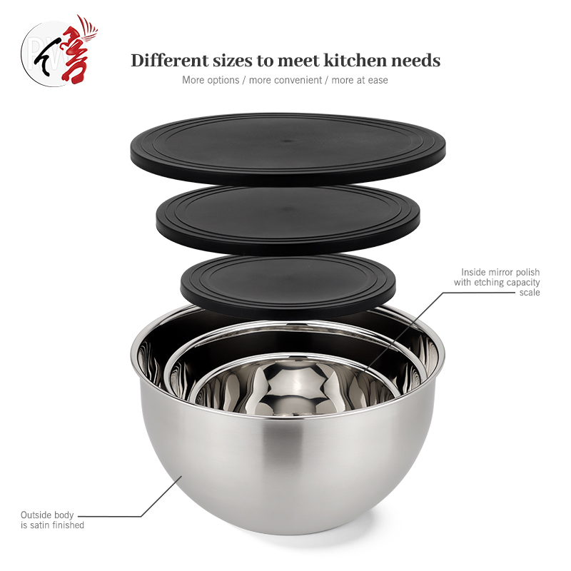 Realwin 6pcs stainless steel mixing bowl set