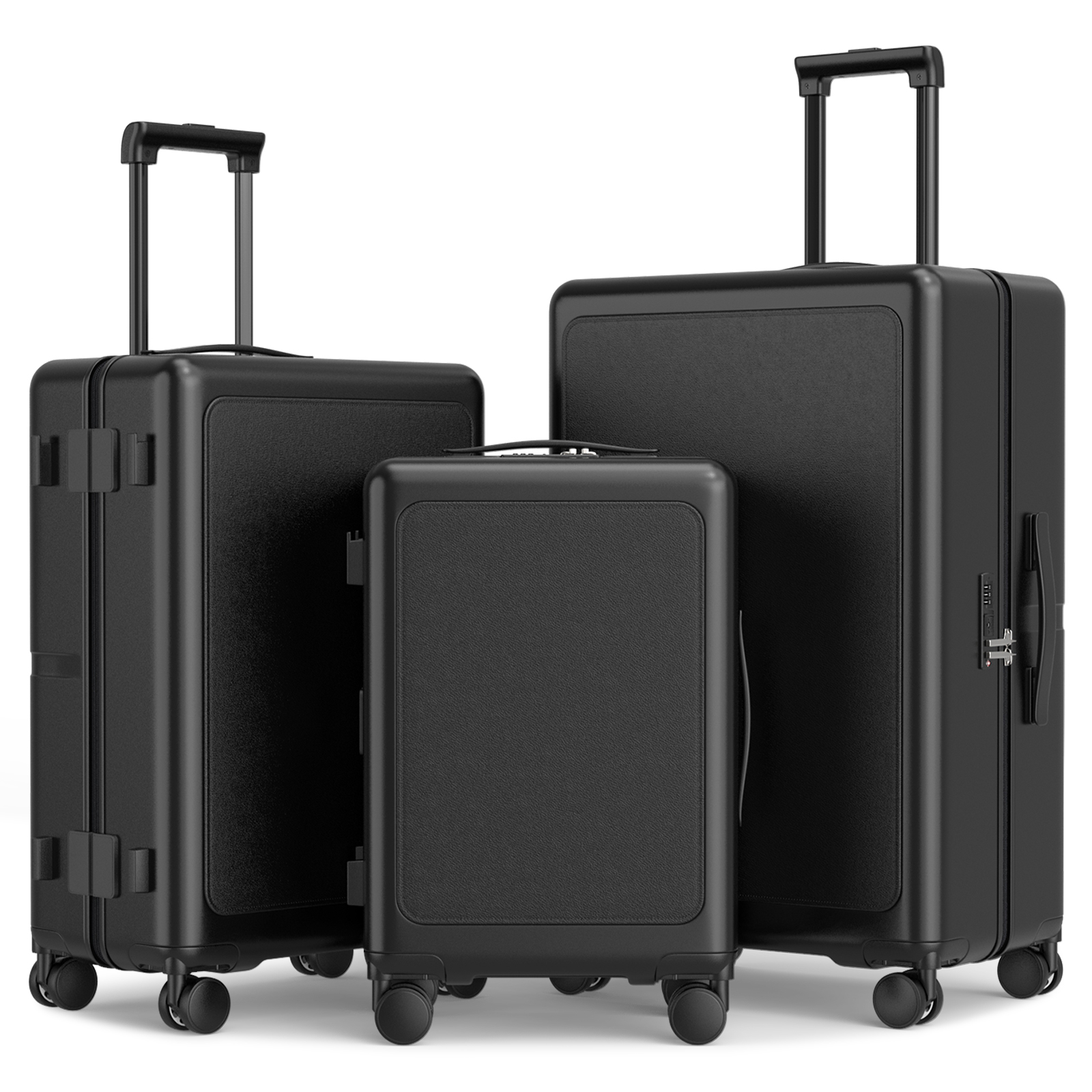 Luggage Set, PC + ABS Durable Suitcase with Dual Spinner Wheels, Hard Shell, Lightweight
