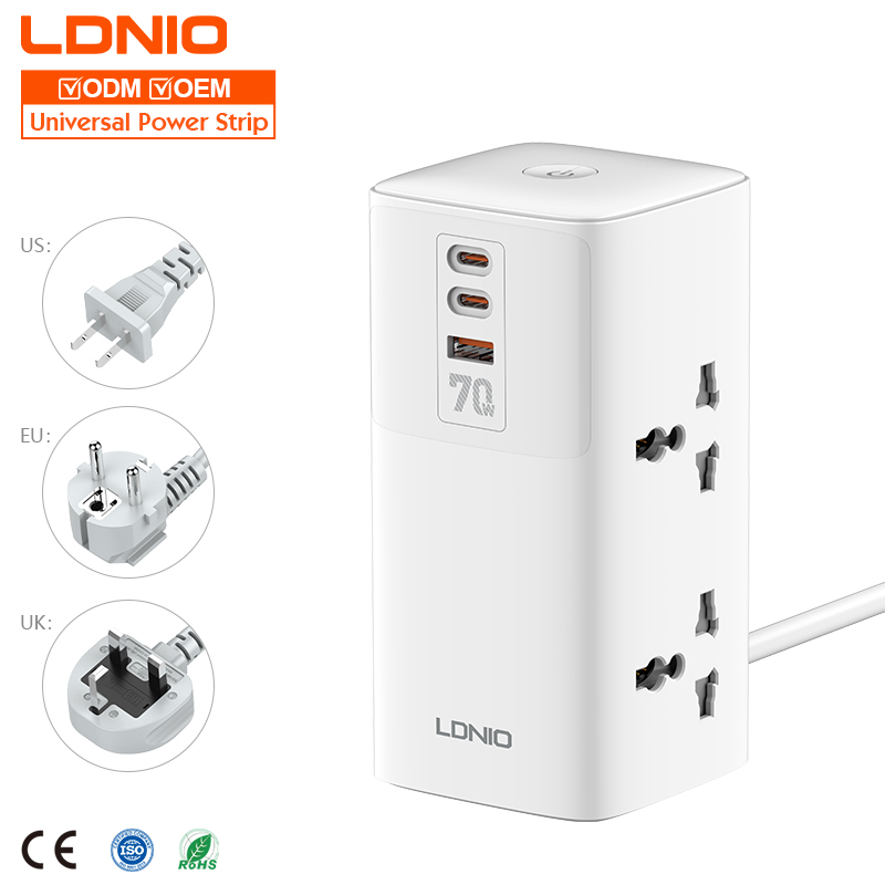 LDNIO SC4383 70W Gan Power Outlet Travel Adapters Extension Cord Socket Surge Protector Power Strip