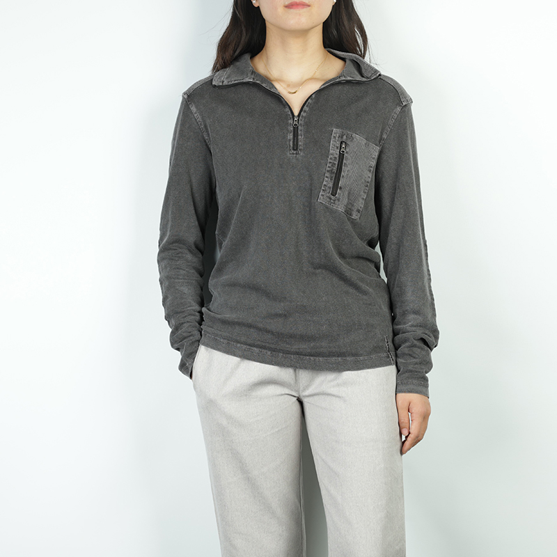 MW0412 Ladies' Coat Jacket Sweater Organic Cotton Knitted Cable Knit 320gsm Vintage Top Grey