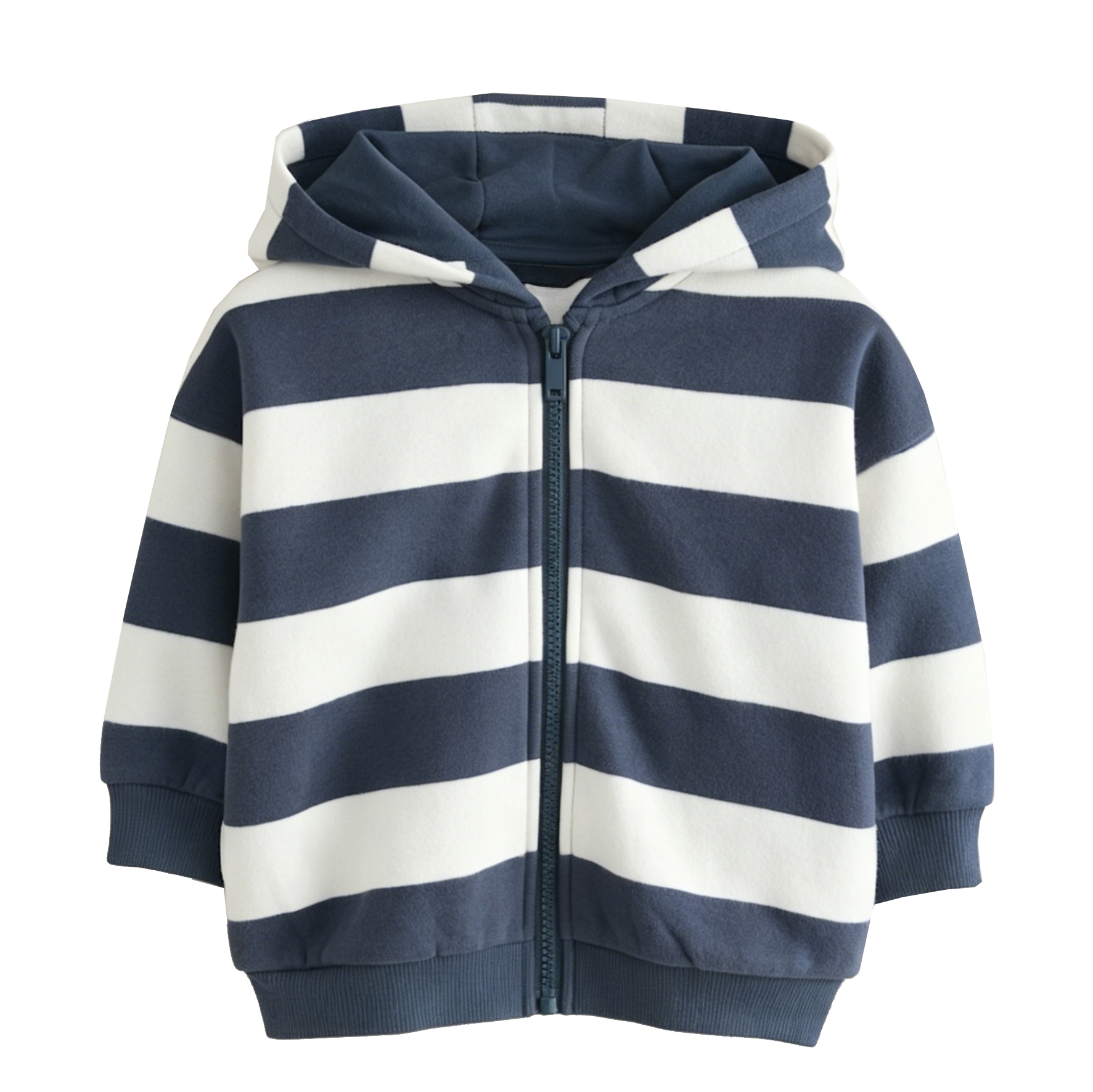Kids' Classic Stripe Fleece Hoodie Jacket, Warm Full-Zip Sweatshirt with Ribbed Cuffs
