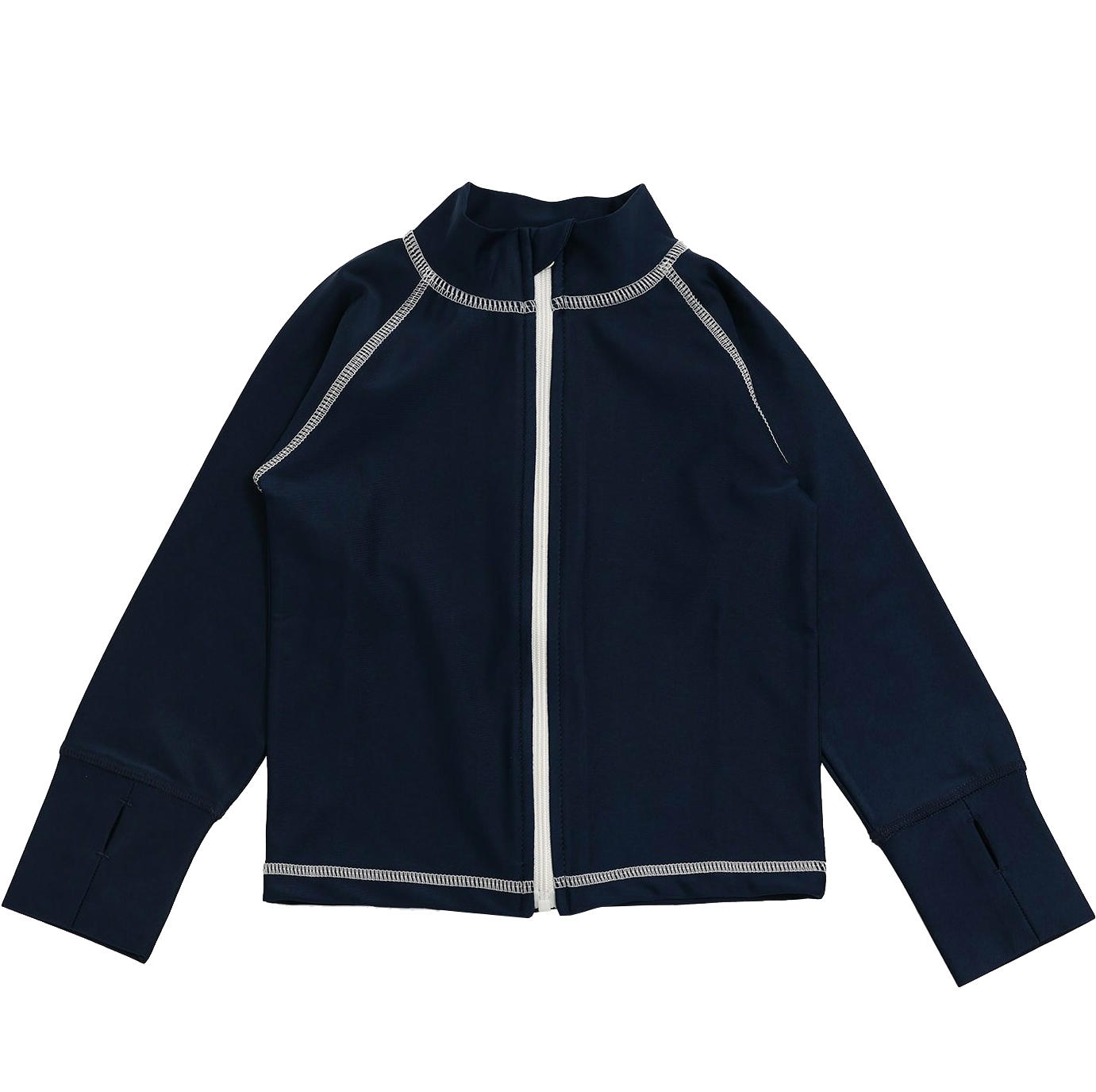 Kids' Long Sleeve Zip-Up Rash Guard, Sun Protection Swimsuit Top with Thumb Holes for Boys & Girls