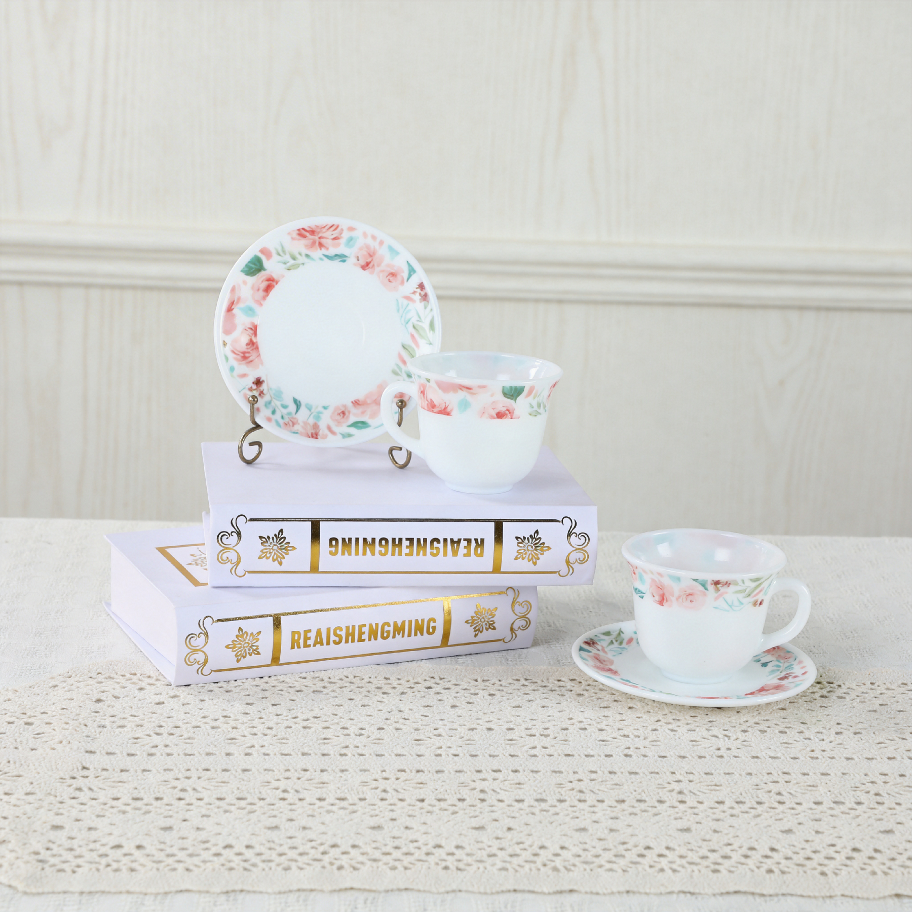 Jade Glass Cup With Saucer
