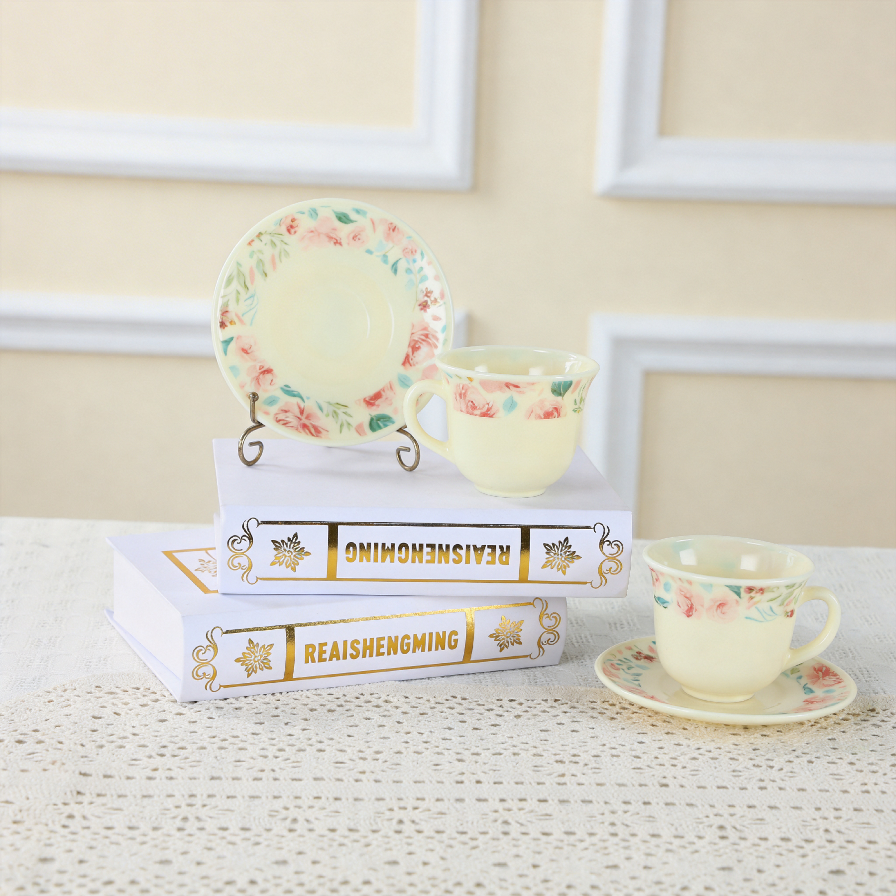 Jade Glass Cup With Saucer