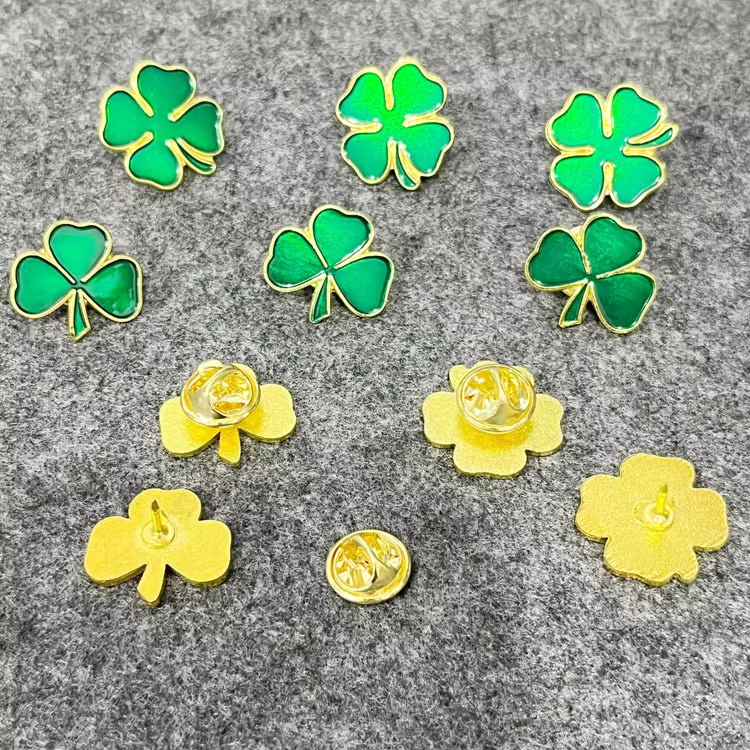 Custom Lucky Shamrock Four Leaf Clover Lapel Pins
