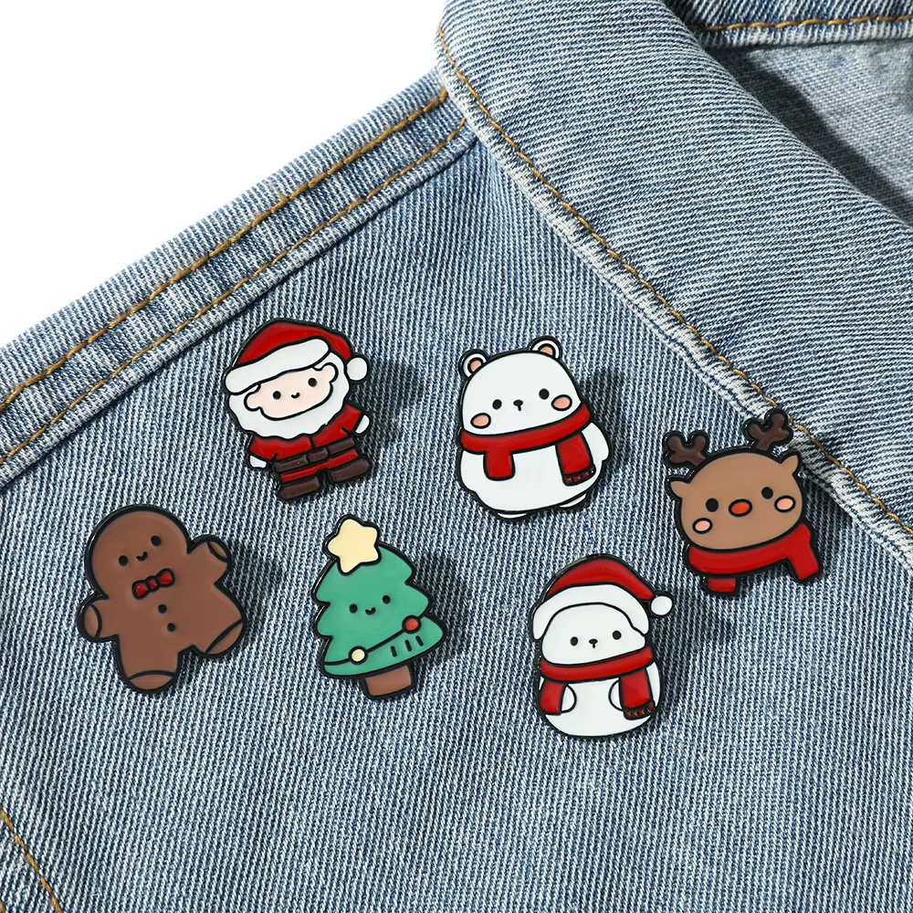 Wholesale Custom Christmas Cartoon Metal Crafts Enamel Brooch Pins