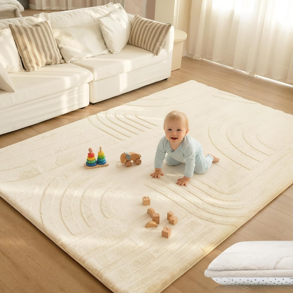 Faux Rabbit Fur Thick And Durable Memory Foam Kid Activity Floor Mat