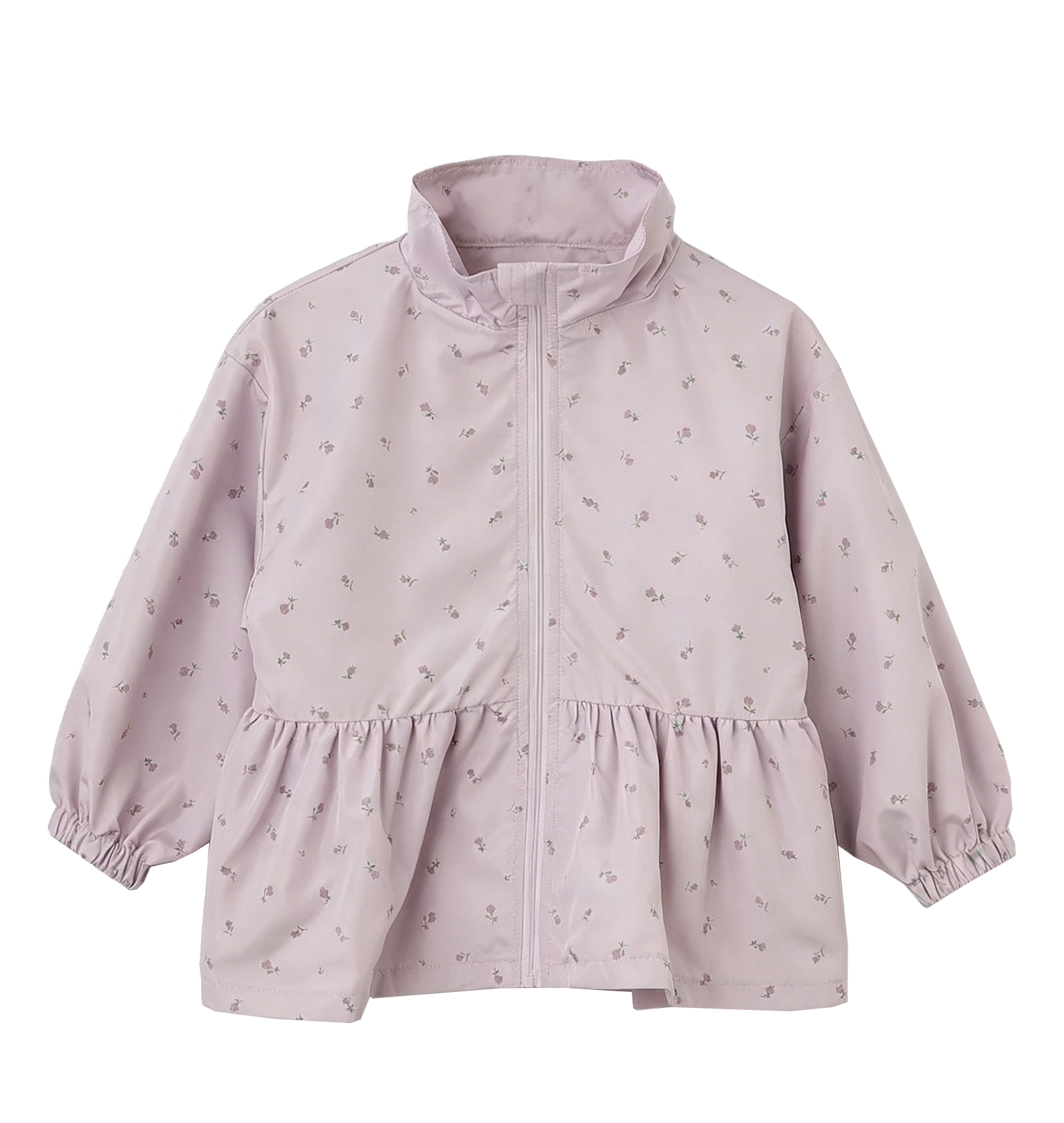 Toddler Girls' Floral Print Ruffle Hem Windbreaker Jacket, Lightweight Coat with Zipper Closure