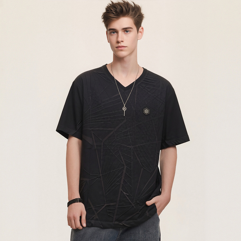 Mw0422 Men T-Shirt 54%cotton 46%polyester 170gsm Jacquard High End Colthing