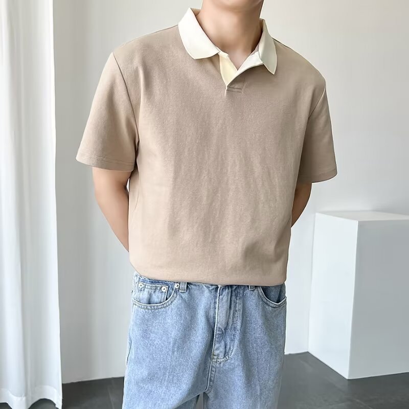 Men's Casual Plain Collared Short Sleeve T-Shirt