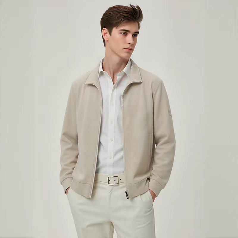 Zhenyang Men's Jacket zipper cardigan jacquard Roman fabric 250GSM MW0424