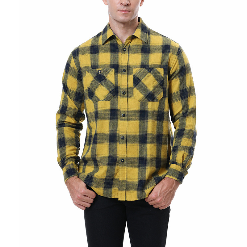 Men's Casual Plaid Flannel Long Sleeve Pocket Button Down Thermal Shirts