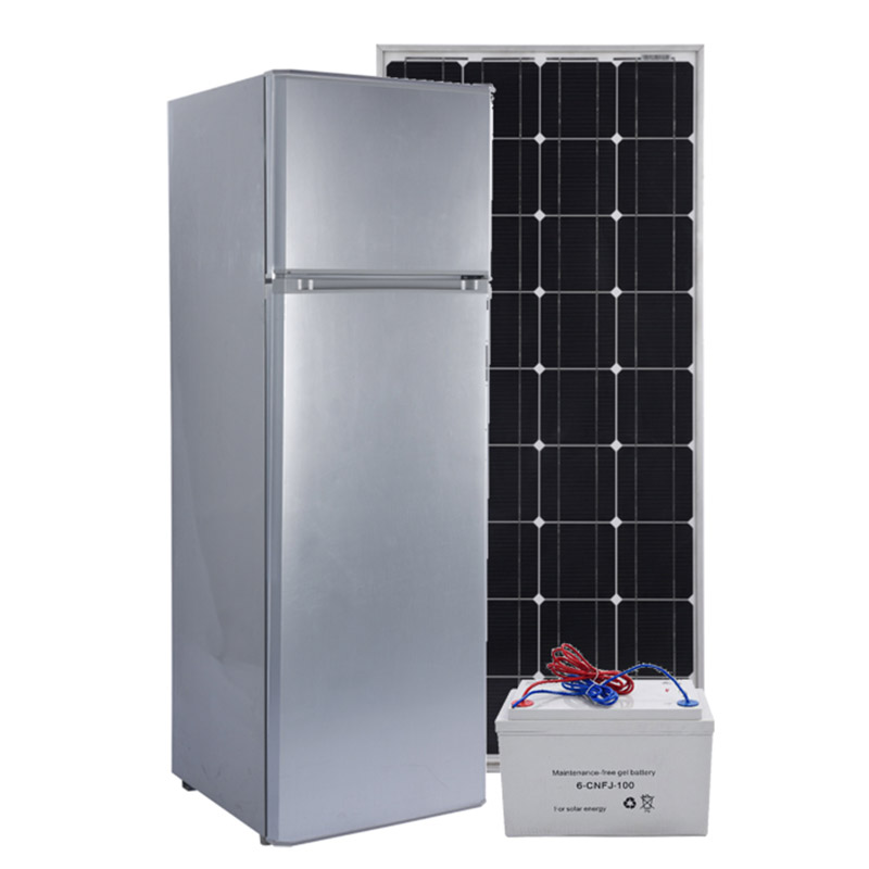 Double Door 268L Solar Refrigerator Freezer for Home & Commercial Use, Factory OEM/ODM/SKD/CKD PAYGO