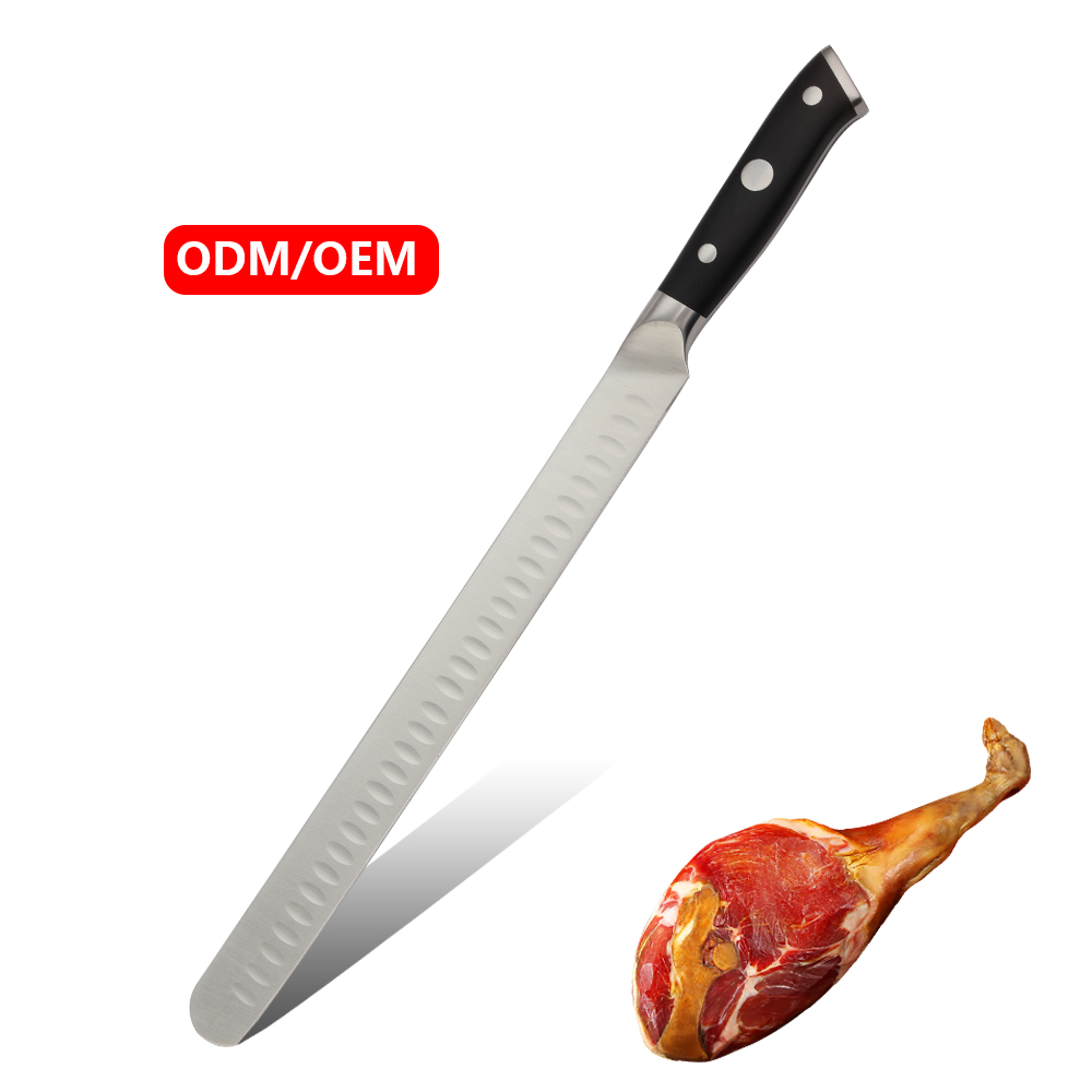 Hip-home New Arrivals 12inch Black Ham Knife G10 Handle Slicing Knife for Meat
