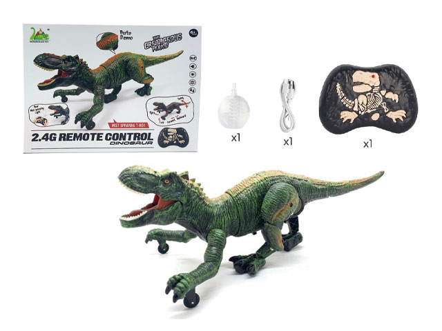 2.4G remote-controlled spray crawling green Tyrannosaurus Rex