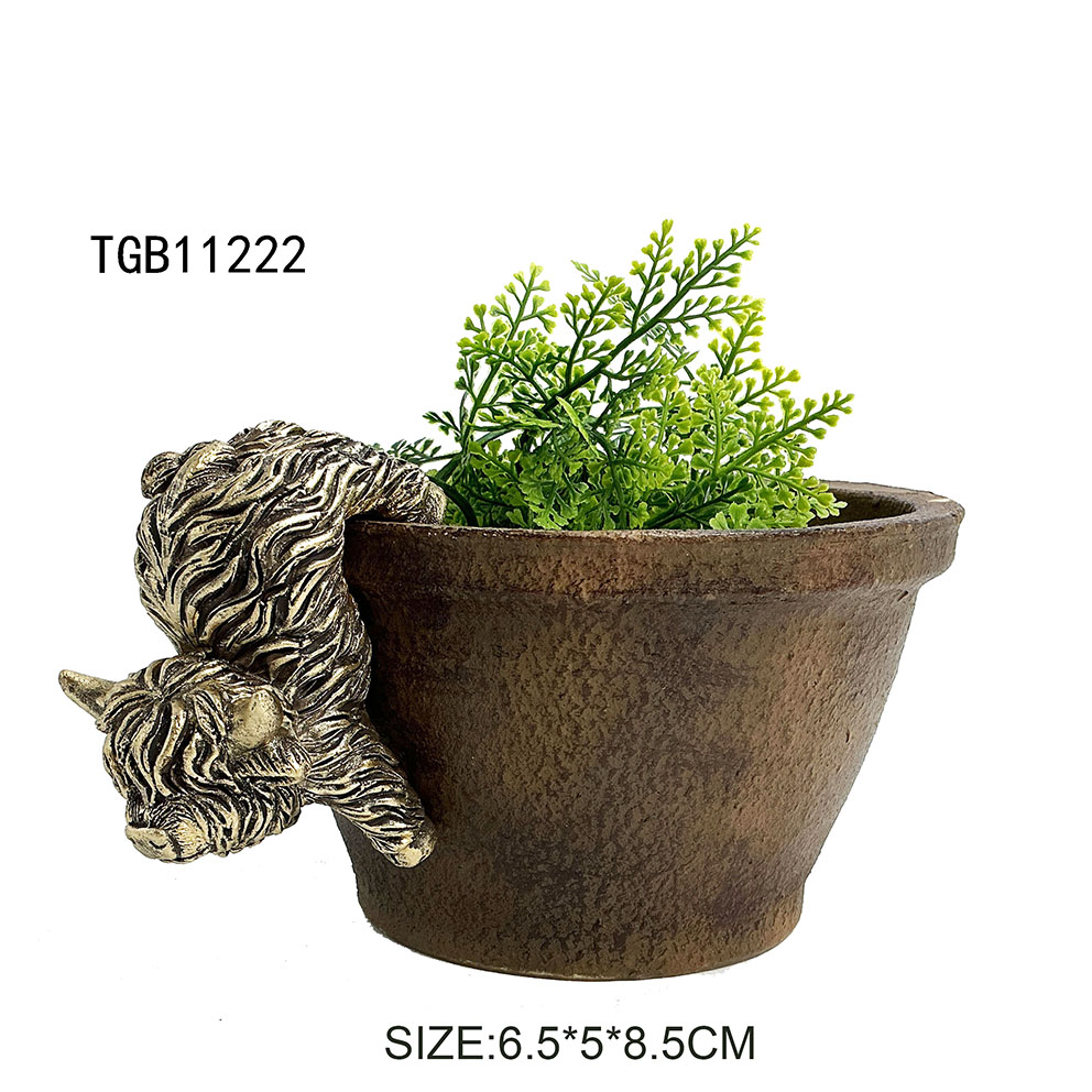 Polyresin pot hange planter garden decor flower pot animal ornaments frog decoration hen duck rooster