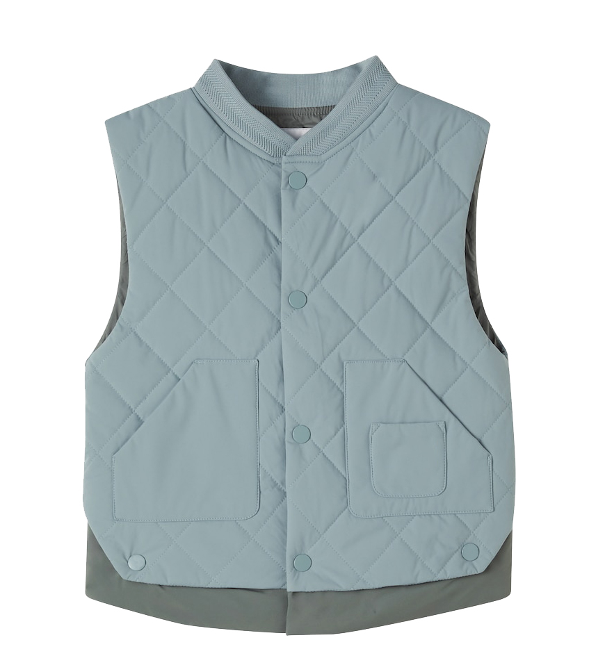 Kids' Diamond Quilted Snap Button Vest, Lightweight Water-Resistant Sleeveless Jacket with Pockets