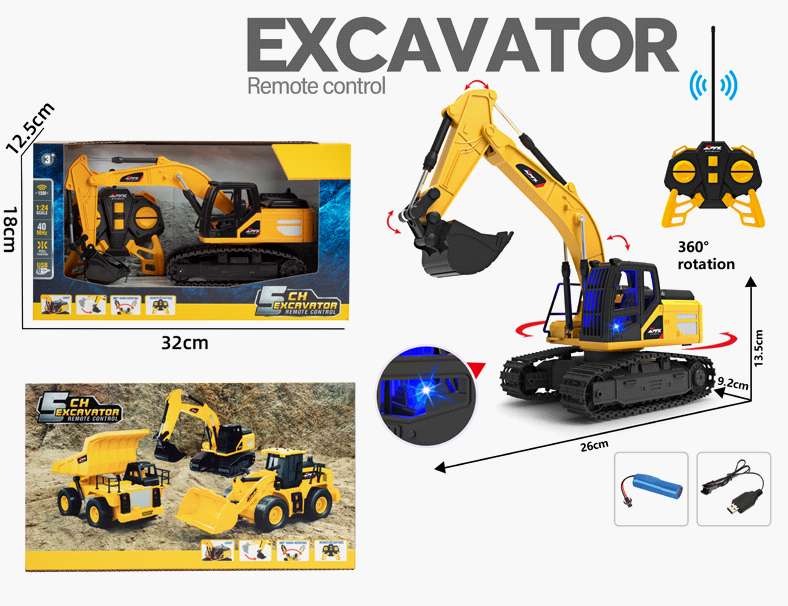 5ch Remote Control Alloy Engineering Excavator