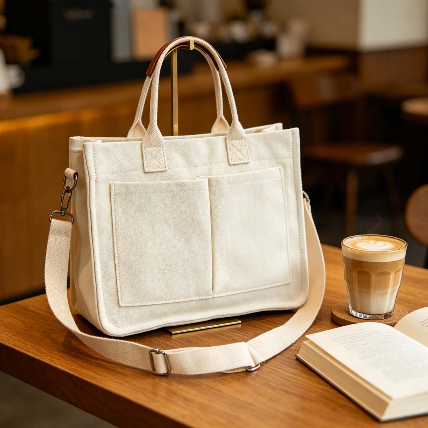 Women's Large Capacity Canvas Handbag Spacious Shoulder Bag Big Storage Daily Tote Bag
