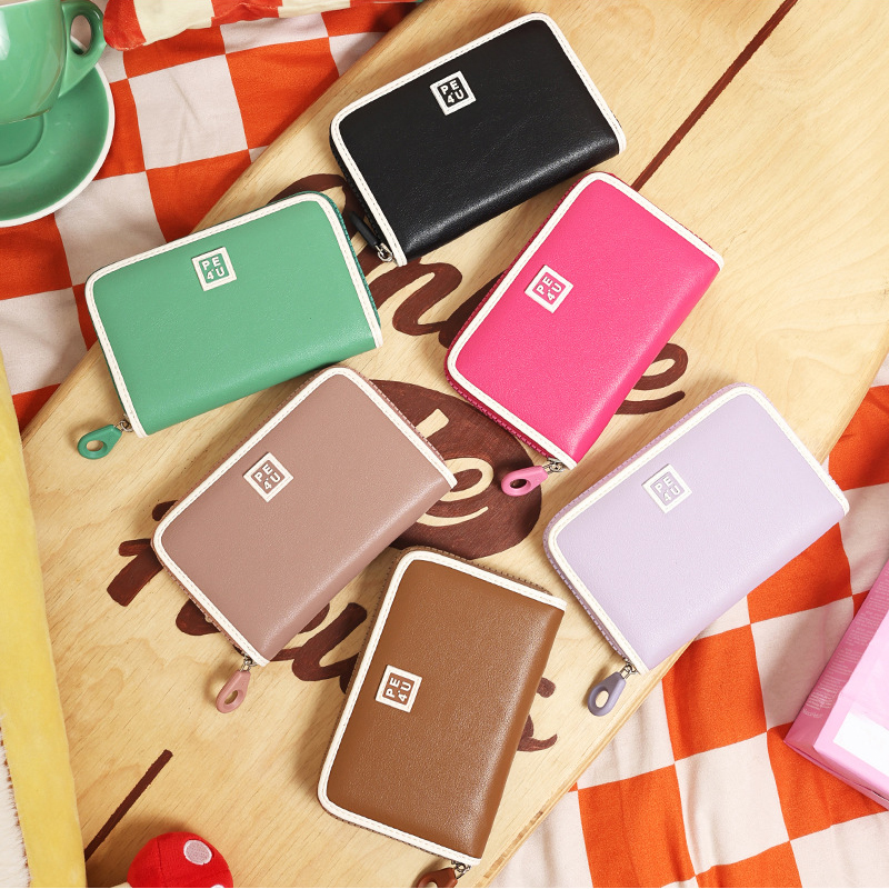 Short Zipper Closure Polyester Lightweight Luxury Design PU Wallet for Women Card Holder Coin Purse