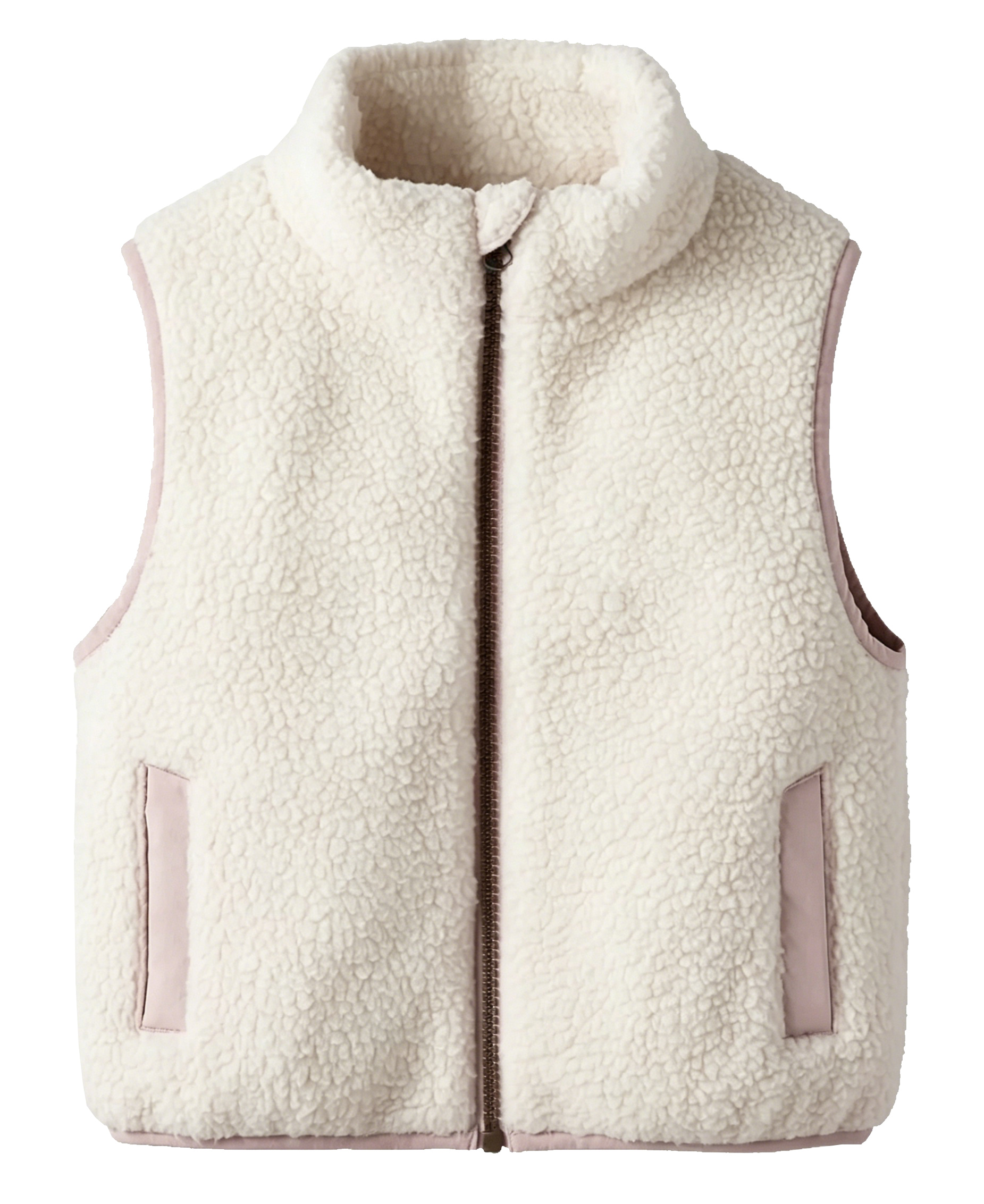 Kids' Teddy Fleece Zip-Up Stand Collar Vest, Warm Sleeveless Fleece Gilet with Pockets