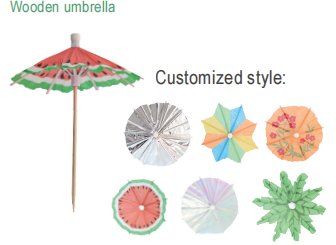 Disposable wooden umbrella skewers, disposable wooden flag skewers
