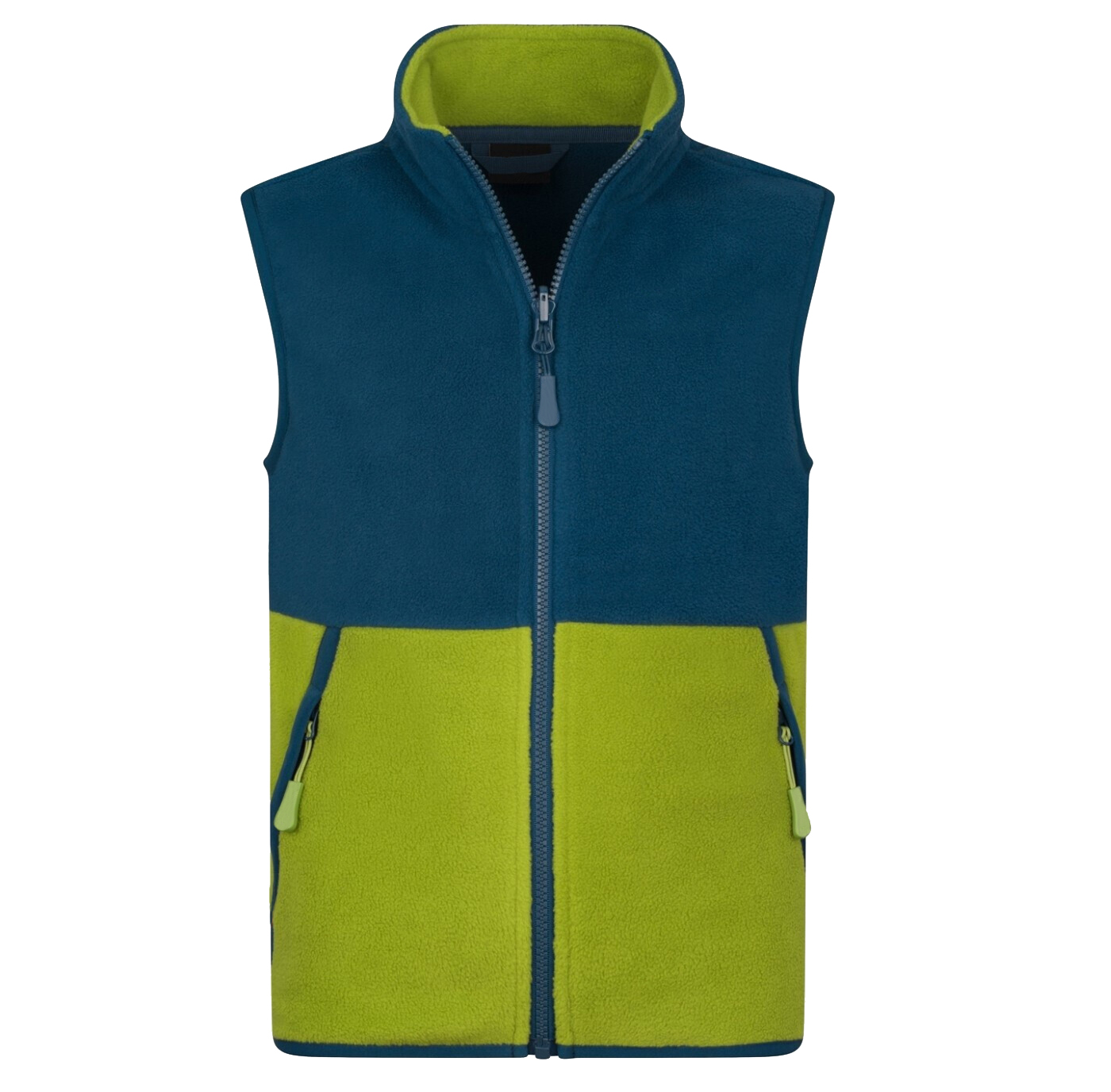 Kids' Color Block Polar Fleece Zip-Up Vest, Warm Sleeveless Fleece Gilet with Pockets