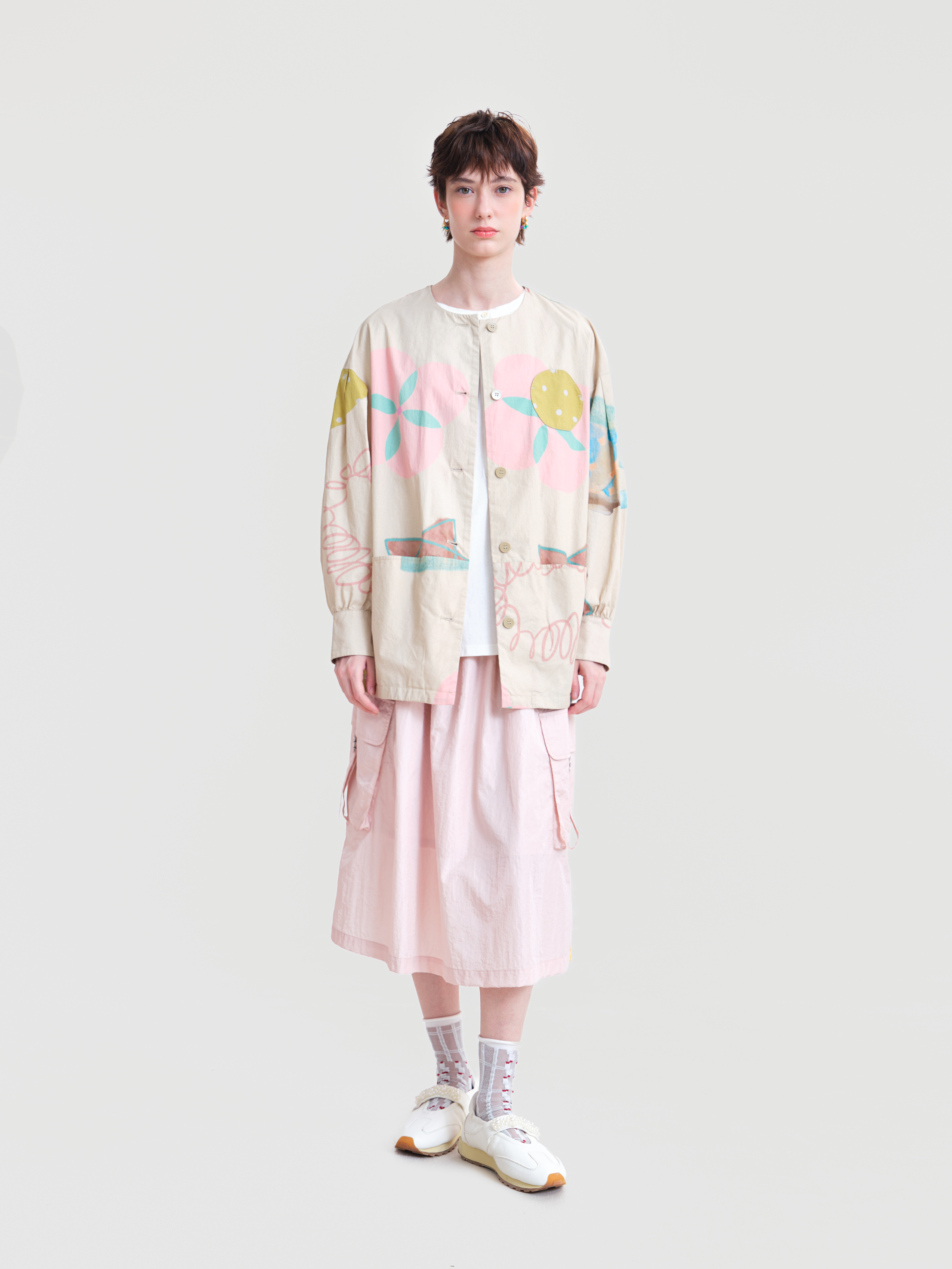 MOVEUP Women's Drop Shoulder Printed Jacket