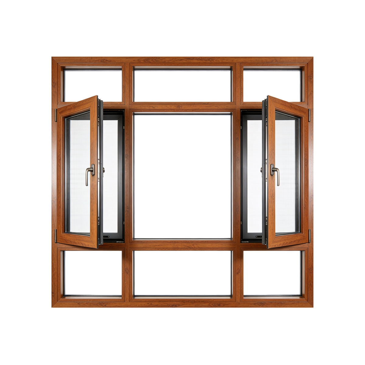 YH102 Aluminum Clad Wood Windows 5+12A+5mm+12A+5mm