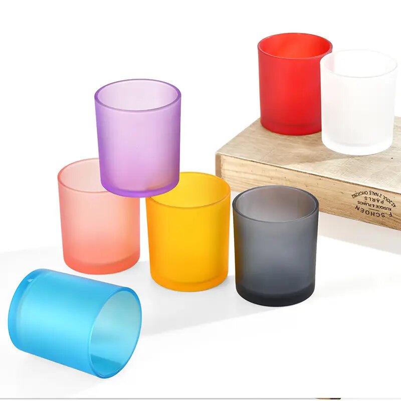 Environmentally friendly glass candle container, colorful aromatherapy candle cup