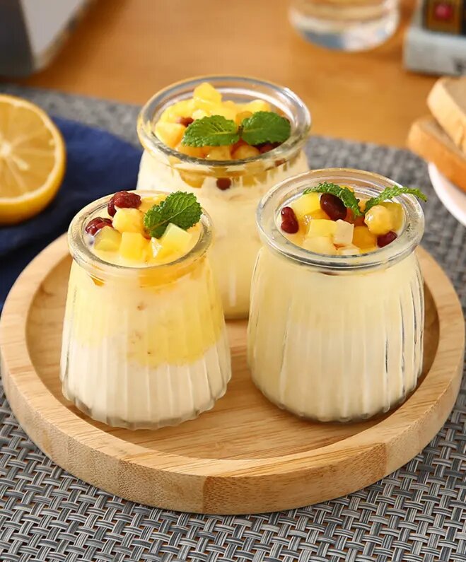 Wholesale customized pudding bottles, mousse cups, glass acid milk bottles
