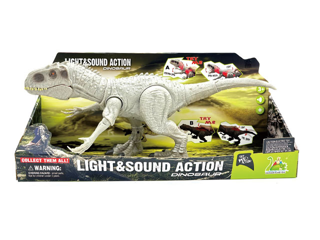 Big hand pressing on Tyrannosaurus rex