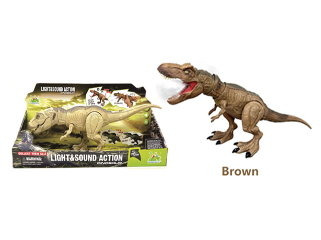 Big hand presses the spray and vibrates Brown Tyrannosaurus rex