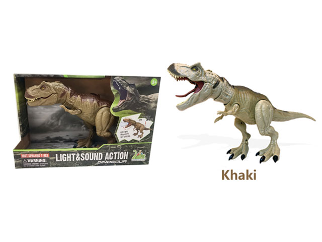 Big hand presses the spray vibrates Khaki Tyrannosaurus rex