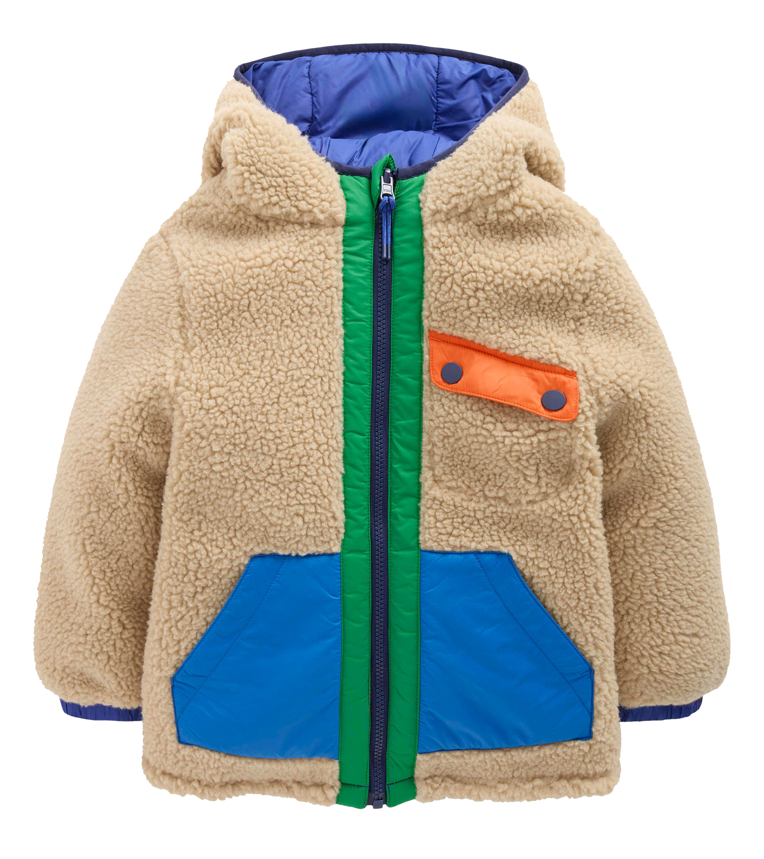 Kids Color Block Sherpa Hooded Jacket Boys Girls Thick Warm Fall Winter Casual Sports Windproof