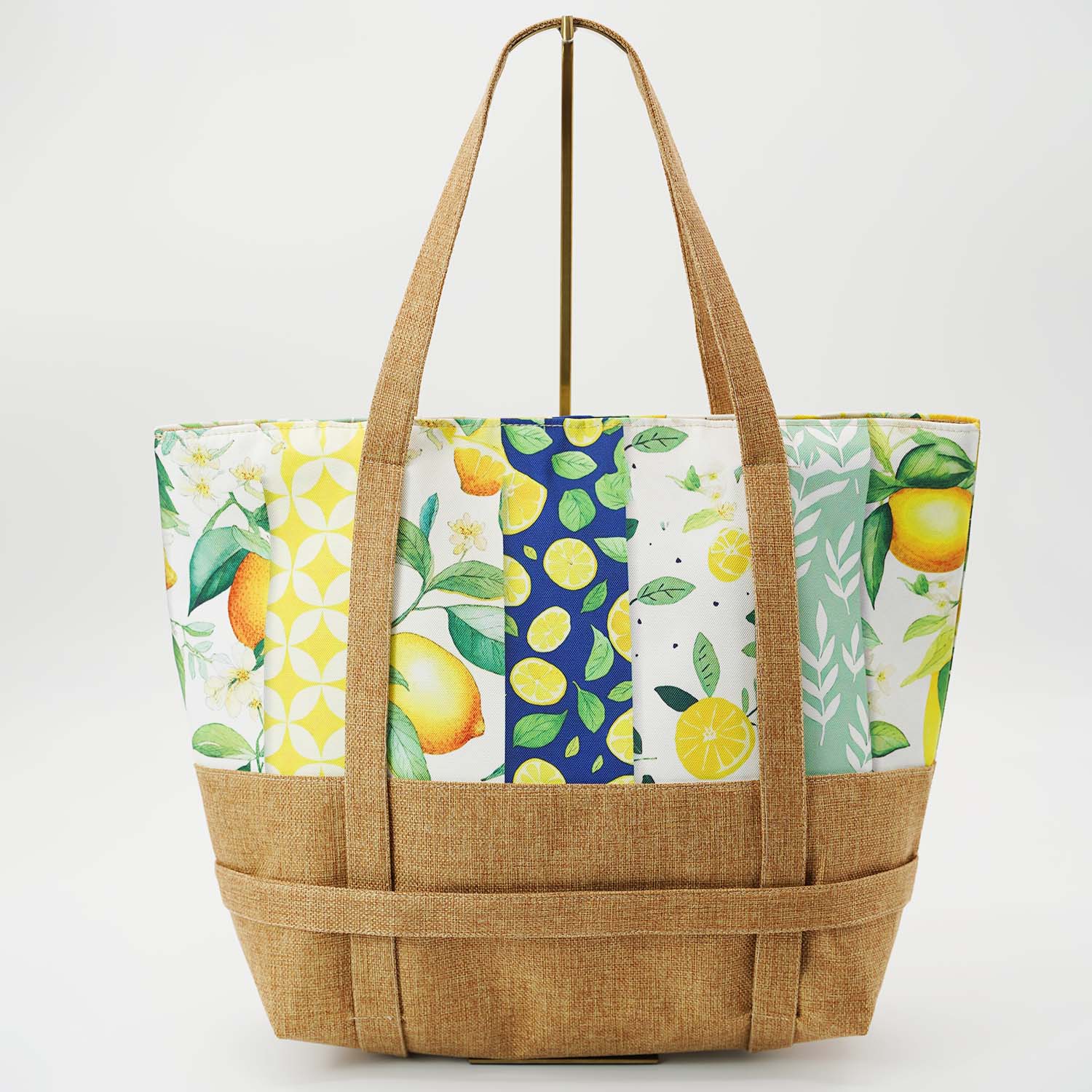 Women's Summer Floral Printed Canvas Tote Bag Fresh Flower Pattern Fashion Shoulder Bag