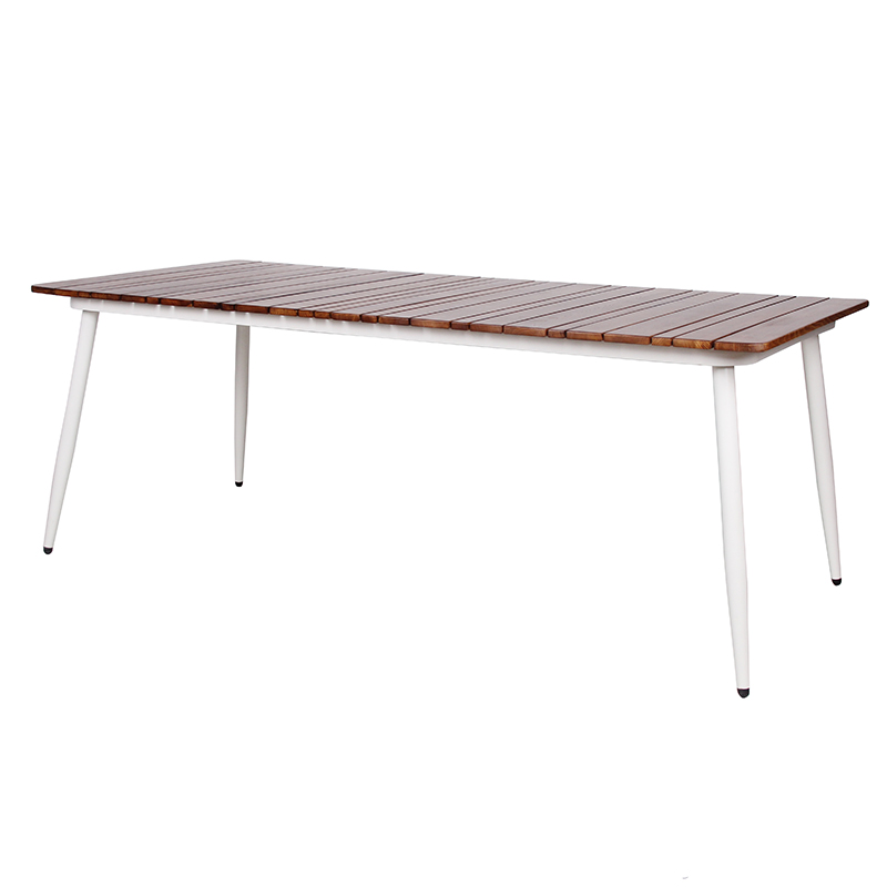 Leisure Dining Long Aluminum Frame Teak Wood Garden Table