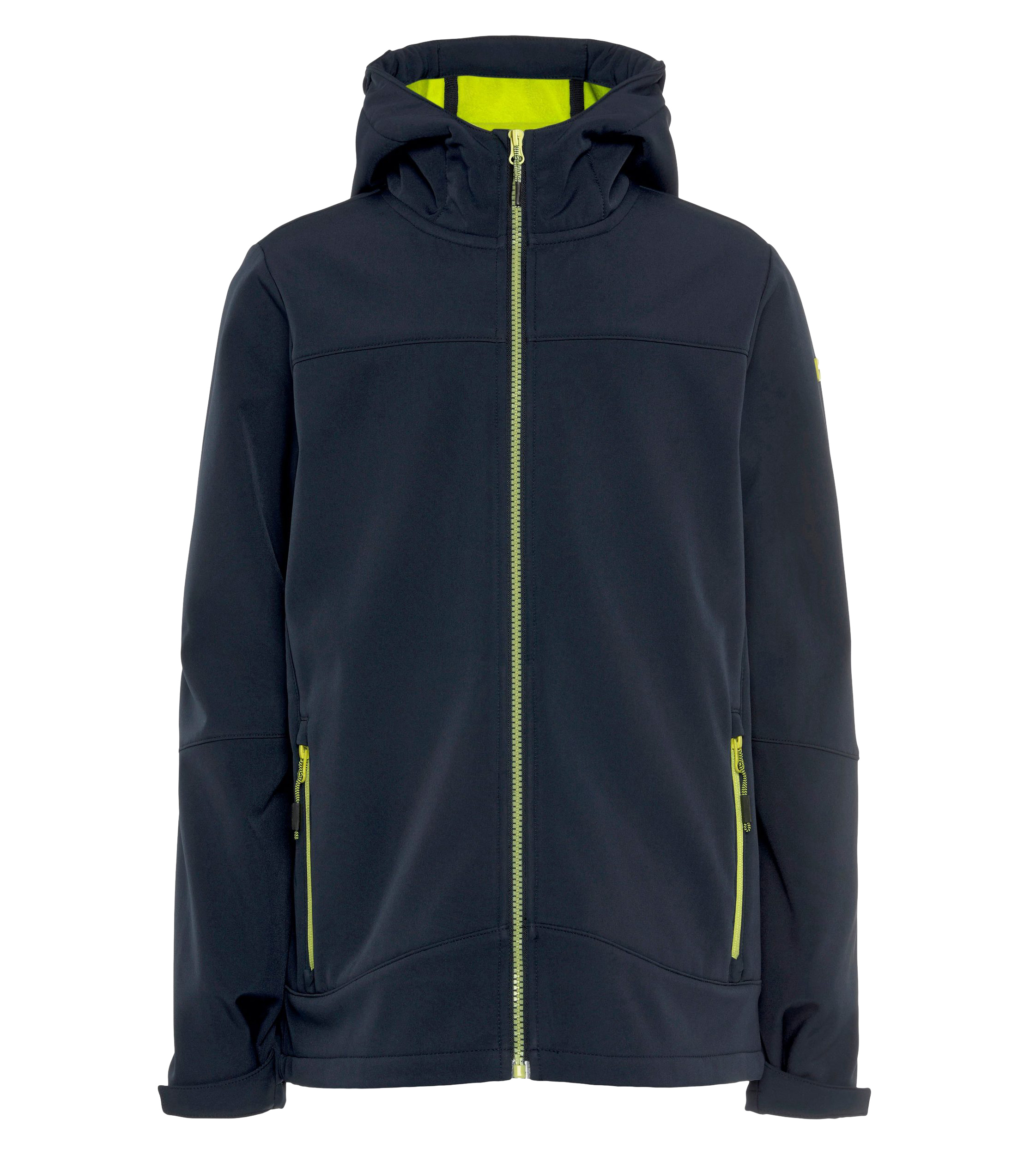 Kids' Solid Color Hooded Softshell Jacket with Contrast Zipper Details