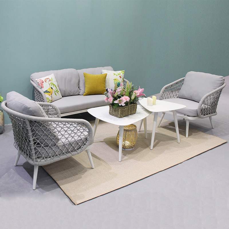 Weather Resistant Villa Courtyard Outdoor Lounge Rope Sofa Set