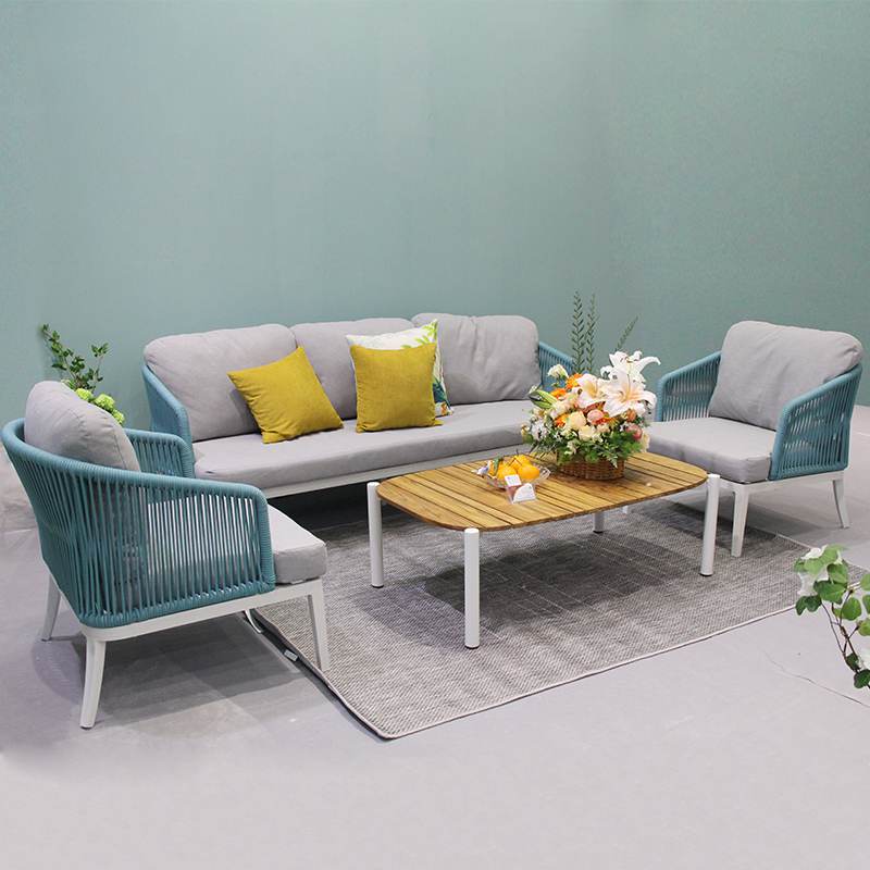 Commercial Hotel Weave Rope Table And Chairs Sofa Garden Set
