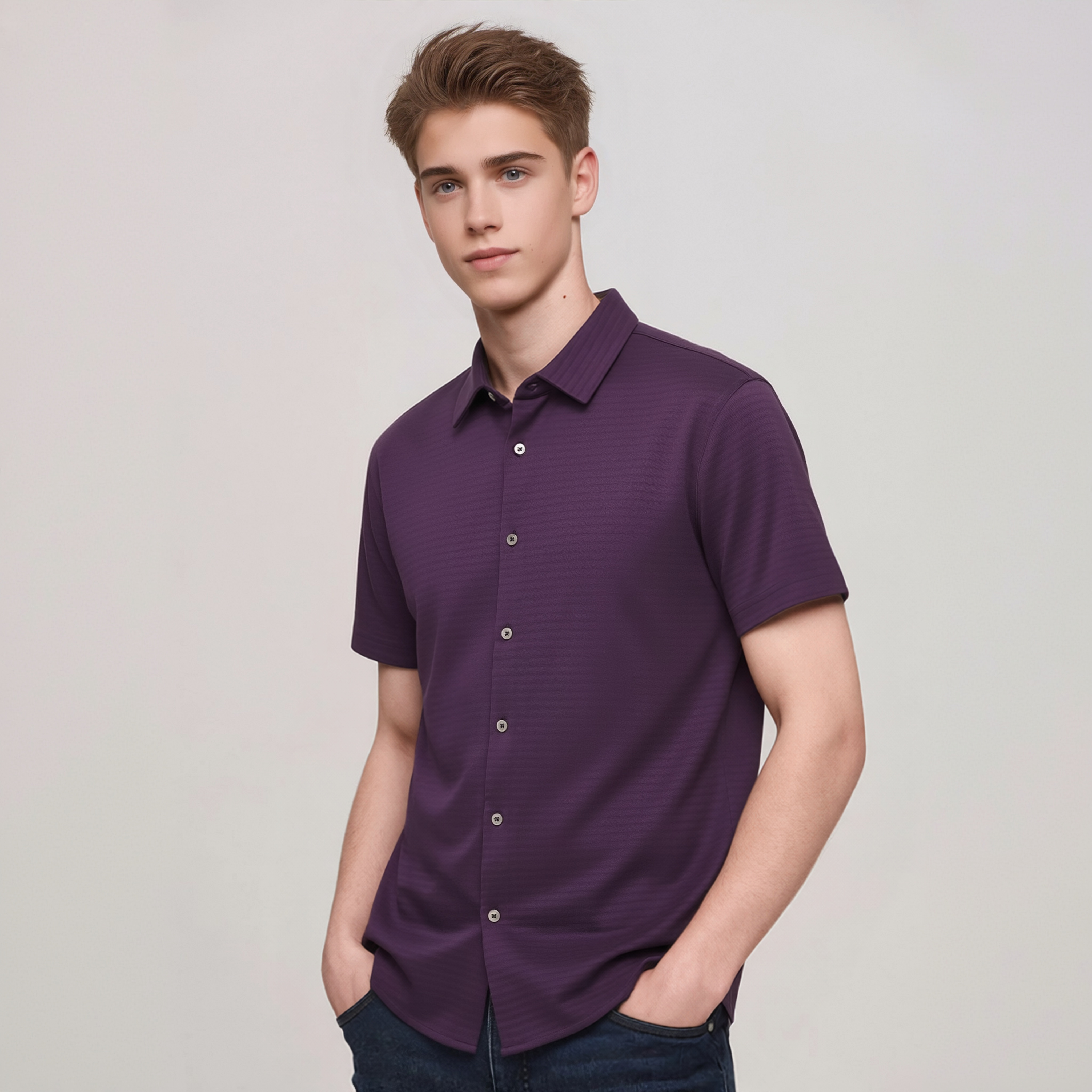 Zhenyang Men's Shirt Silk knitted jacquard 180GSM fashion clothing new style MW0441