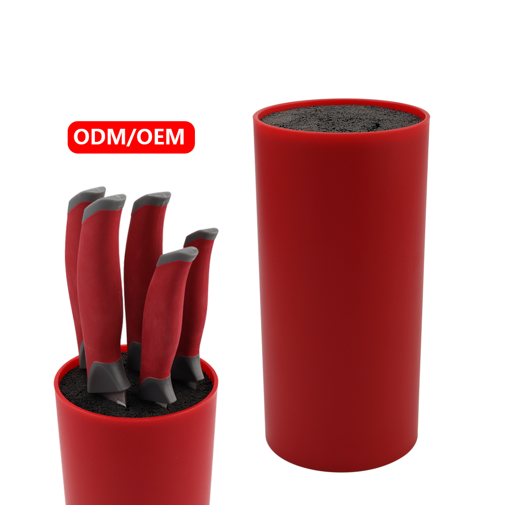 Hip-home Multifunctional Red Plastic Knife Block Custom Knife Stand for Home and Kitchen