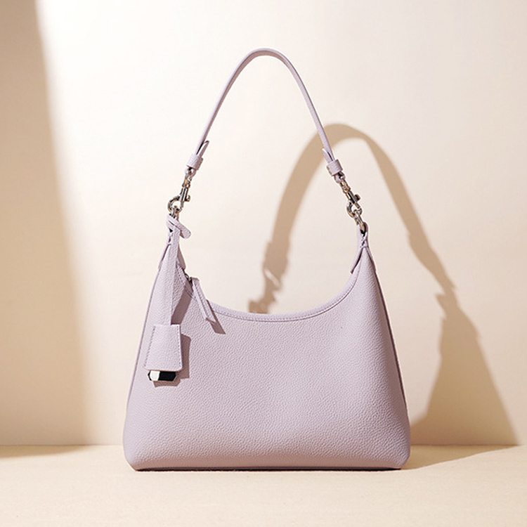 2026 Elegant High-End Women's Genuine Leather Shoulder Bag Waterproof Cotton Lining Zip Two Straps