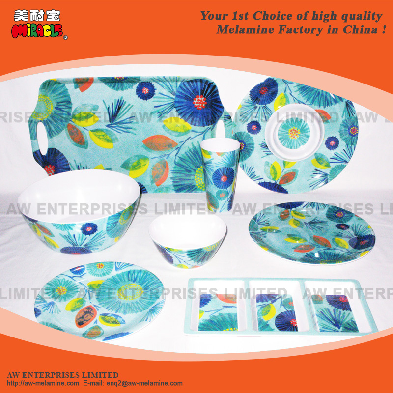 Melamine Plate, Melamine Bowl, Melamine Cup, Tray, Dinner Set, Tableware, Mosaic, Palm Tree
