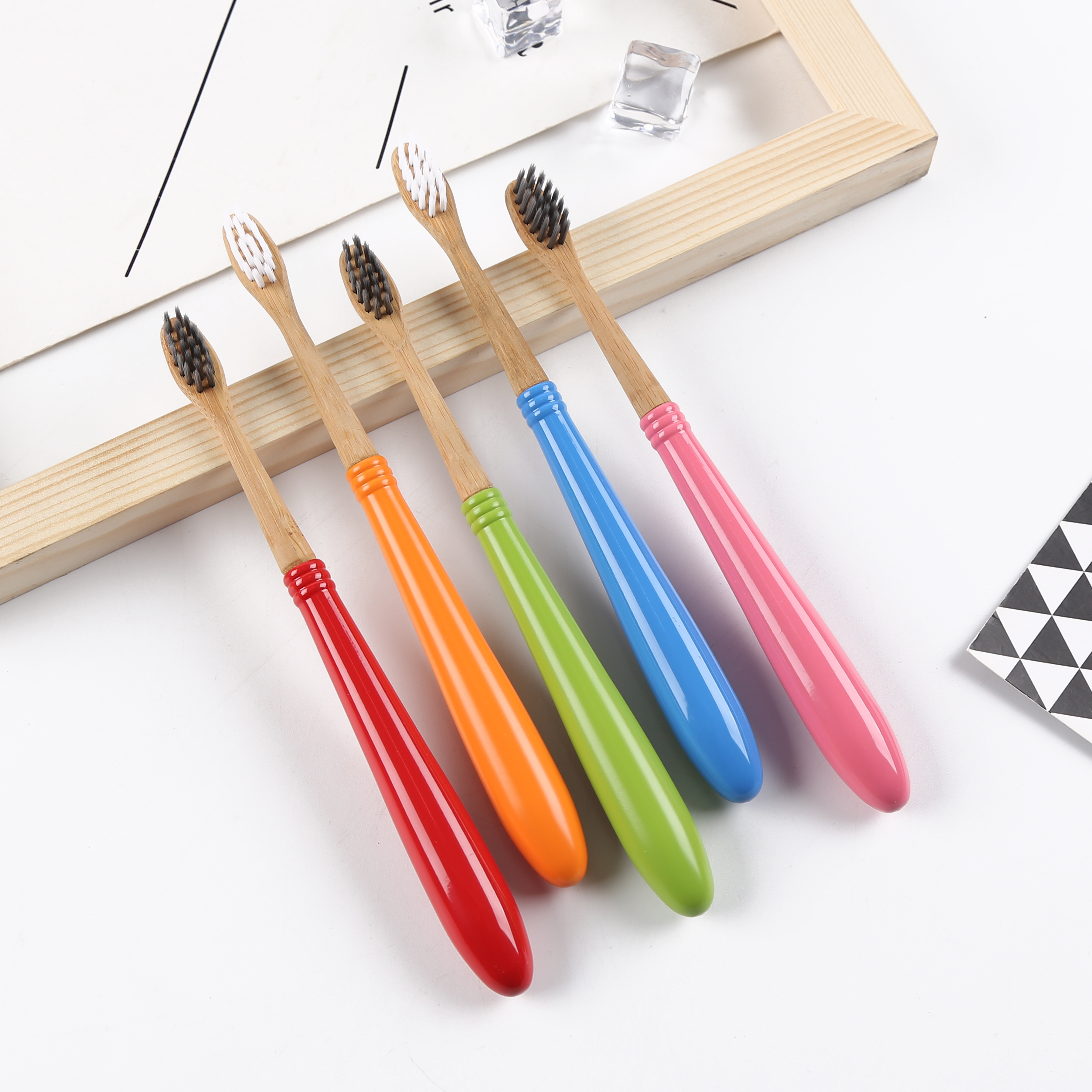 Luxury Multi-color Metal Handle Bamboo Toothbrush