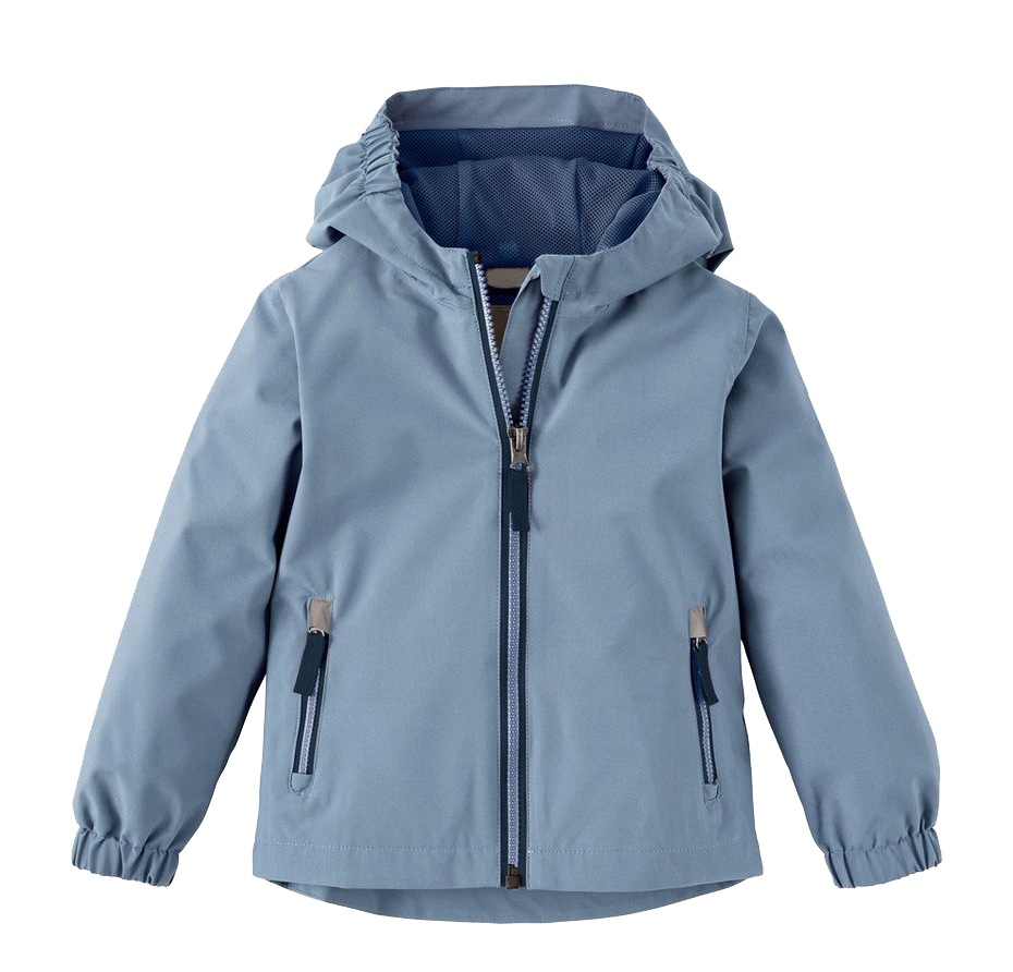 Kids' Solid Color Hooded Waterproof Windbreaker Jacket with Mesh Lining