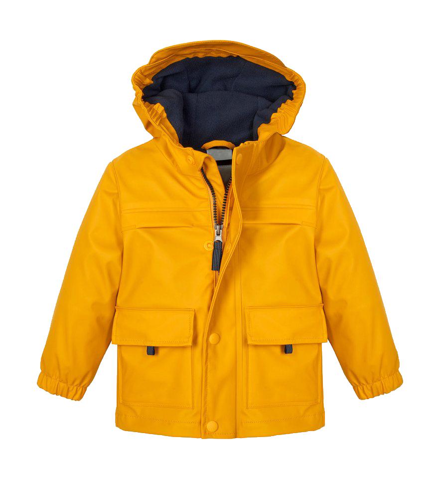 Kids' Fleece-Lined Waterproof Hooded Rain Jacket with Reflective Detail