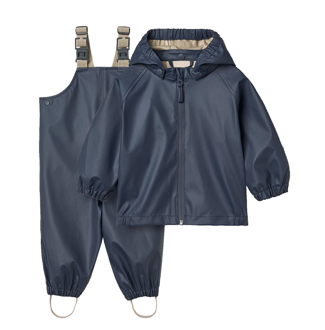 Kids' Waterproof Rain Suit, Hooded Jacket & Adjustable Bib Overalls Set