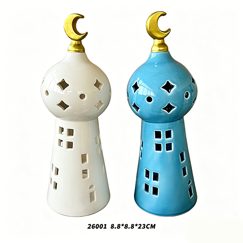 Ceramic castle-shaped candlestick