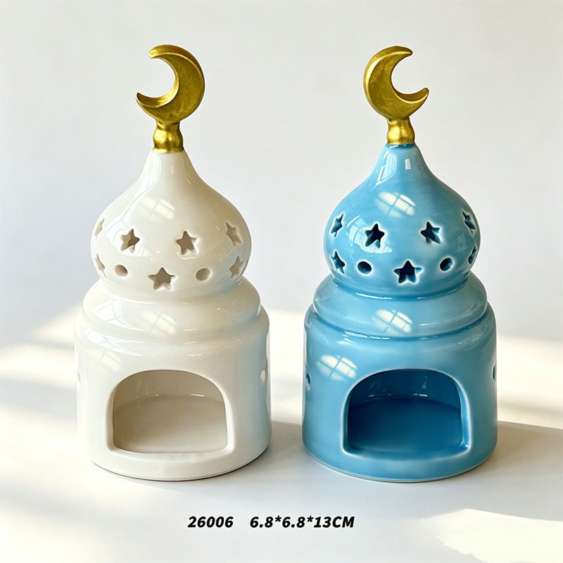 Ceramic castle-shaped candlestick